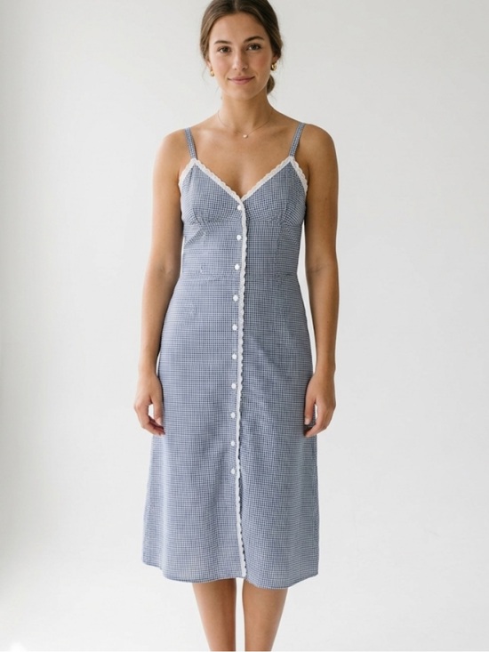 Reitmans Dresses & Skirts - Reitmans Gingham Lace‑Trim Dress Cottagecore | Summer Picnic | Beach Costal